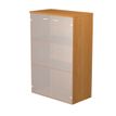 7331920002397-Bibliothèque mi-haute Trend - L80xP35xH120 cm - 2 portes en verre dépoli - imitation aul-P_405165849_1-0