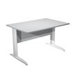 Bureau droit Trend - L120 - Pieds métals - plateau gris - pied blanc
