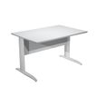 Bureau droit Trend - L140 - Pieds métals - plateau gris - pied effet chromé