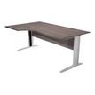 Bureau compact Trend - L160 cm - retour à gauche - Pieds métals blanc - plateau imitation frêne noir - (pieds de renfort obligatoire à rajouter - non inclus)
