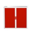 3660141930191-Armoire basse à rideaux EASY OFFICE - 110 x 104 x 41,5 cm - Corps blanc - Rideaux et poign-P_79362569_1-0