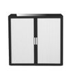 3660141931167-Armoire basse à rideaux EASY OFFICE - 110 x 104 x 41,5 cm - Corps noir - Rideaux et poign