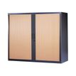 3700339871421-Armoire basse à rideaux - L120  x H105 x P43 cm - 2 tablettes - corps anthracite / porte h-P_79367697_1-0