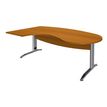 Bureau compact manager retour à gauche IDRA - 200 cm - Pied alu - Merisier (Pieds de renfort obligatoire à rajouter - non inclus)