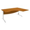 2012348122076-Bureau compact à droite IDRA - L180 cm - Pieds blanc - plateau imitation Merisier (Pieds de renfort obligato-P_79376929_1-0