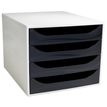 Exacompta Ecobox - Module de classement 4 tiroirs - gris/noir