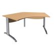 3253310149823-Bureau symétrique 120° IDRA - L185 cm - Pieds aluminium - plateau imitation Hêtre-P_79408611_1-0