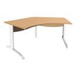 3253310149984-Bureau symétrique 120° IDRA - L185 cm - Pieds blanc - plateau imitation Hêtre-P_79408627_1-0