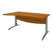 Bureau droit IDRA - Vague à gauche - L160 cm - Pieds alu - plateau imitation Merisier