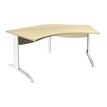 3253310150461-Bureau symétrique 120° IDRA - L185 cm - Pieds blanc - plateau imitation Erable-P_79408675_1-0