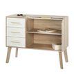 3253313012216-Meuble Cylindre Vintage - 3 Tiroirs Blancs - Pieds Chêne - Rideau blanc-P_79419767_2-1