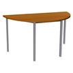 3253310154902-Table de réunion Demi-lune - 160 x 80 cm - Pieds aluminium - imitation merisier-P_79419858_1-0