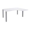 Bureau compact EXPRIM - L160 cm - Retour droite - Plateau Blanc perle - Pieds alu (Pieds de renfort obligatoire à rajouter - non inclus)