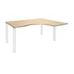 Bureau compact EXPRIM - L160 cm - Retour droite - Plateau imitation Chêne clair - Pieds blanc (Pieds de renfort obligatoire à rajouter - non inclus)