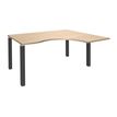 Bureau compact EXPRIM - L180 cm - Retour droite - Plateau imitation Chêne clair - Pieds carbone (Pieds de renfort obligatoire à rajouter - non inclus)