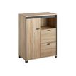 3483600874368-Rangement bas MAMBO - L80 x H112 x P46 - 1 porte / 2 tiroirs - Chêne Sonoma/noir-P_79433388_1-0