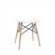 Tabouret bas SKOLL - pieds bois et acier noir - assise blanche