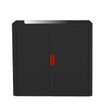 3660141930047-Armoire basse à rideaux EASY OFFICE - 110 x 104 x 41,5 cm - Corps et rideaux noir - Poignée rouge--0