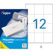 Apli Agipa - 1200 Étiquettes adhésives blanches multi-usages - 70 x 67,7 mm - coins droits - réf 118997