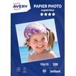Avery - Papier Photo brillant - 10 x 15 cm - 200 g/m² - impression jet d'encre - 60 feuilles