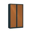 Armoire haute monobloc à rideaux ETIC - 198 x 120 cm - anthracite/imitation merisier