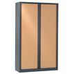 Armoire haute monobloc à rideaux ETIC - 198 x 120 cm - anthracite/imitation hêtre