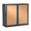 Armoire basse monobloc à rideaux ETIC - 100 x 120 cm - anthracite/imitation hêtre