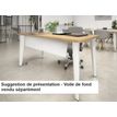 Bureau EVIDENCE - 140 cm - Pieds blancs - Plateau imitation chêne clair