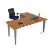 Bureau compact 90° à droite EVIDENCE - Pieds aluminium - Plateau imitation merisier