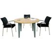 Table de réunion ronde EVIDENCE - 120 cm - Pieds anthracites - Plateau imitation hêtre