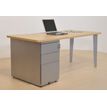 Caisson hauteur bureau 60 cm EVIDENCE - 2 tiroirs + 1 tiroir dossiers suspendus - corps aluminium - top imitation merisier