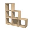 7331910014744-Bibliothèque modulaire MAXICOLOR - 6 cases en escalier - imitation chêne clair--0