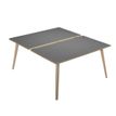 Bureau Bench LEONARDO - L120 x H74 x P168 - Pieds bois - Anthracite chants chêne