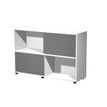 Bibliothèque basse TETRIS - L120 x H79 x P35 - Corps blanc - Portes anthracite