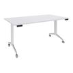 Table de réunion abattantes - L160 x P80 cm - pied blanc - plateau blanc perle
