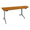 Table de réunion abattantes angle à droite - L200 x P80 cm - pied alu - plateau imitation merisier