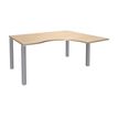 Bureau compact EXPRIM - L160 cm - Retour droite - Plateau imitation Chêne clair - Pieds alu (Pieds de renfort obligatoire à rajouter - non inclus)