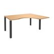 Bureau compact EXPRIM - L180 cm - Retour droite - Plateau imitation Hêtre - Pieds carbonne (Pieds de renfort obligatoire à rajouter - non inclus)