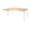 Bureau compact EXPRIM - L160 cm - Retour gauche - Plateau imitation Chêne clair - Pieds blanc (Pieds de renfort obligatoire à rajouter - non inclus)