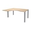 3253310164277-Bureau compact EXPRIM - L160 cm - Retour gauche - Plateau imitation Chêne clair - Pieds alu (Pieds de renfort obligatoire à rajou--0