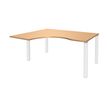 Bureau compact EXPRIM - L180 cm - Retour gauche - Plateau imitation Hêtre - Pieds blanc (Pieds de renfort obligatoire à rajouter - non inclus)
