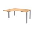 Bureau compact EXPRIM - L180 cm - Retour gauche - Plateau imitation Hêtre - Pieds alu (Pieds de renfort obligatoire à rajouter - non inclus)