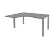 Bureau compact EXPRIM - L160 cm - Retour gauche - Plateau imitation Chêne gris - Pieds alu (Pieds de renfort obligatoire à rajouter - non inclus)