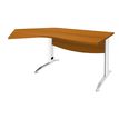3253310150218-Bureau 135° IDRA - retour d'angle à gauche - L180 cm - Pieds blanc - plateau imitation Merisier--0