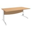 Bureau droit IDRA - L160 cm - Pieds blanc - Plateau imitation Hêtre