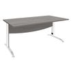 Bureau droit IDRA - L80 cm - Pieds blanc - plateau imitation Chêne gris