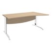 Bureau droit IDRA - Vague à droite - L140 cm - Pieds blancs - plateau imitation Chêne