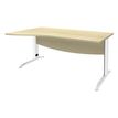 Bureau droit IDRA - Vague à gauche - L140 cm - Pieds blancs - plateau imitation Erable