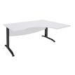 Bureau compact à droite IDRA - L160 cm - Pieds anthracite - plateau Blanc perle (Pieds de renfort obligatoire à rajouter - non inclus)
