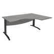 Bureau compact à droite IDRA - L160 cm - Pieds anthracite - plateau imitation Chêne gris (Pieds de renfort obligatoire à rajouter - non inclus)